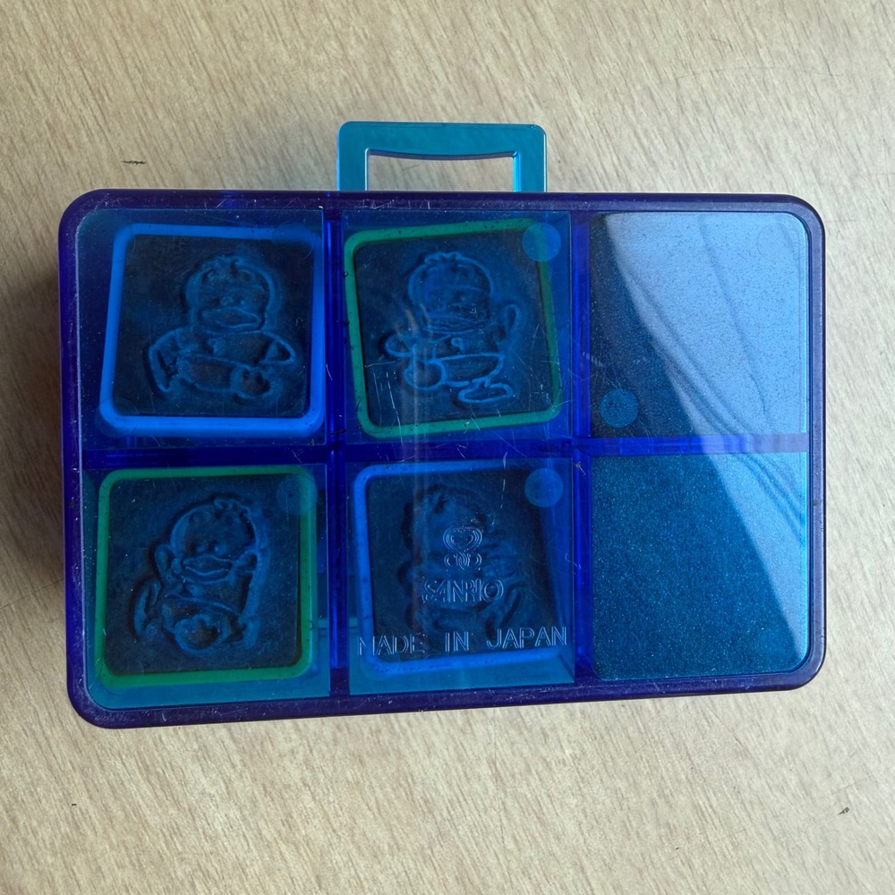 Sanrio Ahiru No Pekkle Stamp Set OS Blue Good 1993 Vintage Case 4 Stamps Japan - Picture 5 of 13
